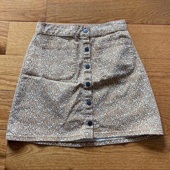 Kimchi Blue Dresses & Skirts - Urban Outfitters buttoned brown floral skirt